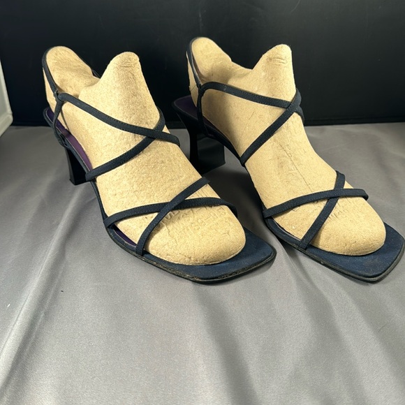 Bandolino black strappy square front dress shoe in black with 3” heel - Picture 2 of 6